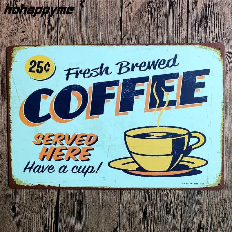 Coffee Menu Metal Plaque Signs House Art License Poster Home Decoration License Plate Tin Wall Decor 20*30 CM