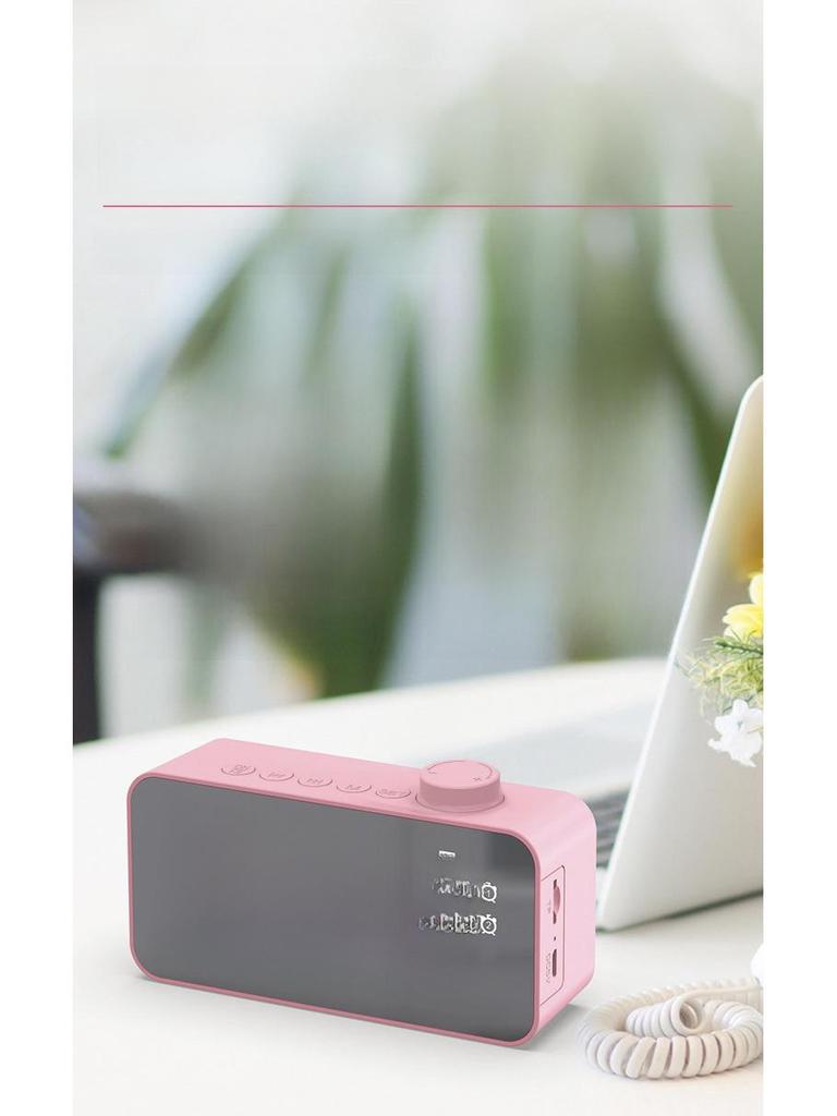 Креативная Bluetooth-колонка с дисплеем часов, зеркальным будильником и радиоприемником с ручкой