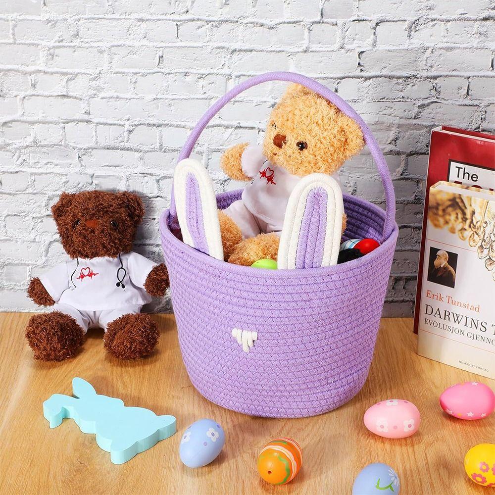 Empty Easter Baskets for Kids Woven Storage Basket with Handle Durable Easter Gifts
