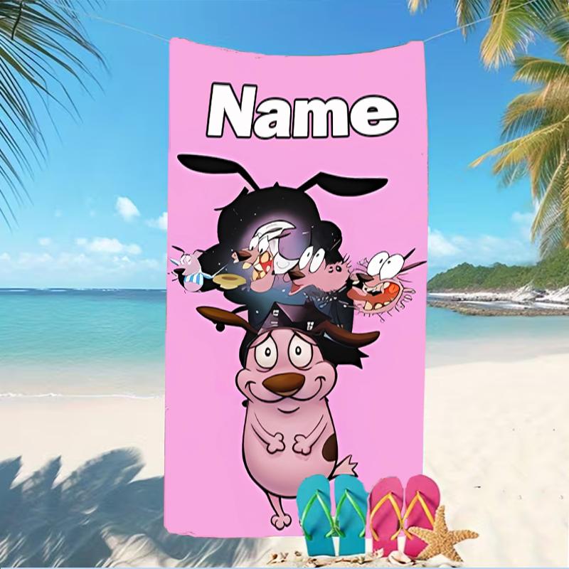 Customizable personalized beach towels Courage the Cowardly Dog themed designs.Suitable for the beach, yoga, sports;ideal as beach accessories