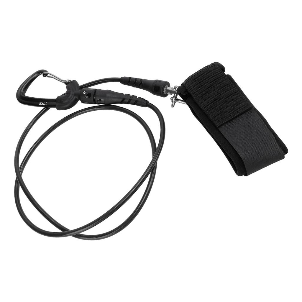 Freediving Lanyard Leash Diving Safety Rope Cable with Wristband Carabiner for Underwater SportsBlack