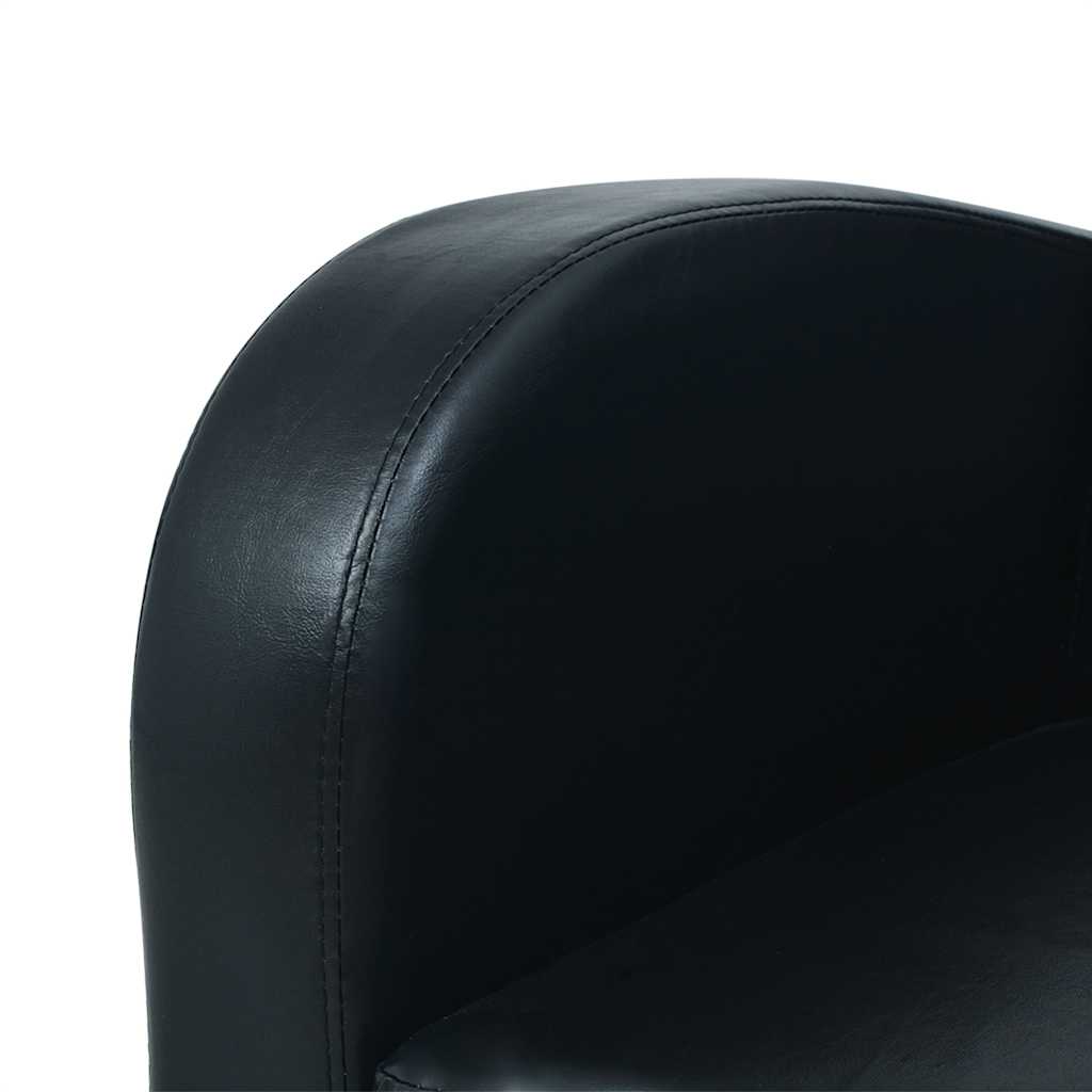 2 Seater Faux Leather Sofa in Black