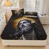 3pcs Jesus Bedding Set Black Sheets Mattress Protector Breathable And Soft for All Seasons Durable Tear-Resistant Polyester