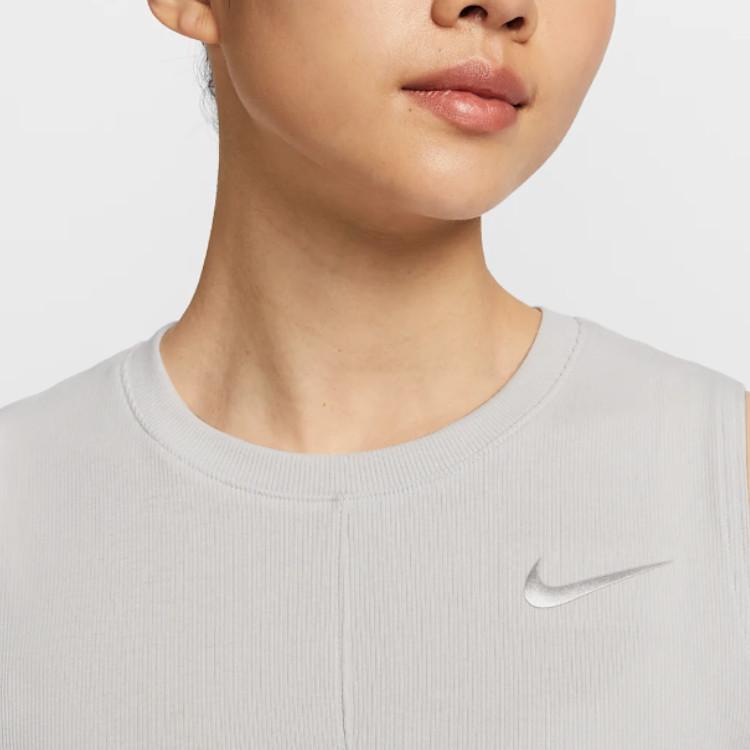 Nike Йога Dri-Fit Круглый вырез Быстросохнущий Модный Топ без рукавов Женские топы Cangye-Серый IB7913-078