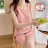 Летняя однотонная пижама без рукавов, новый корейский стиль, домашний костюм