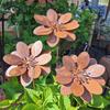 Cast Iron Flower Garden Stake Weathered Rust Finish Flower Yard Art Decor Rustic Plant Stakes  Yard