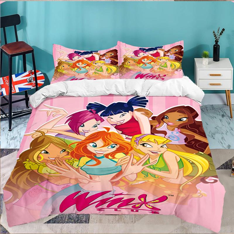 Wink Club Magical Friendship 3PCS Bedding set,Ideal for 1pc Duvet Cover And 2pcs Pillowcases Perfect for Fan gift,Ideal for Bedroom, Dormitory