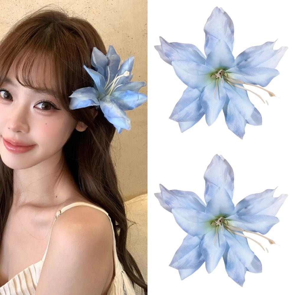 2/4/6 pcs Hawaiian Flower Hair Clips for Women Artificial Floral Hibiscus Lily Barrettes Hairpin Accessories Vacation Beach Gift