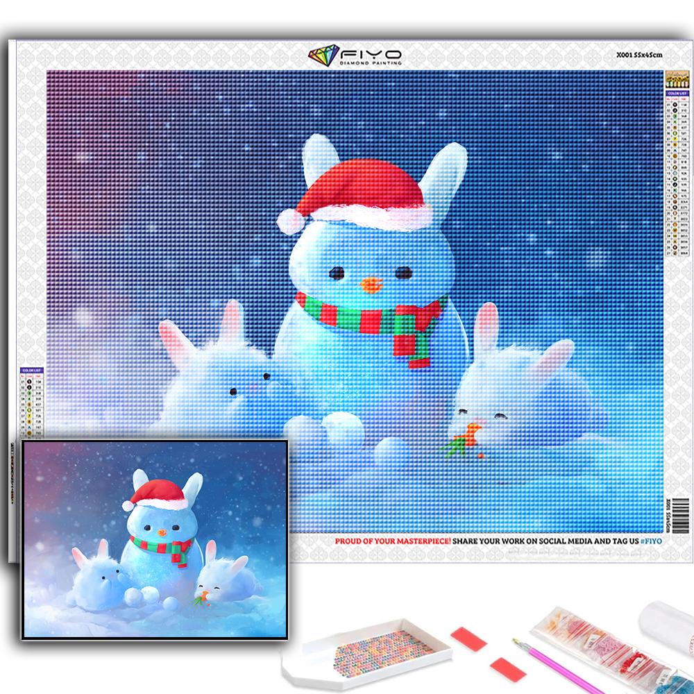 Алмазная картина Рождественская елка Санта-Снеговик Вышивка крестом Стразы Домашний декор