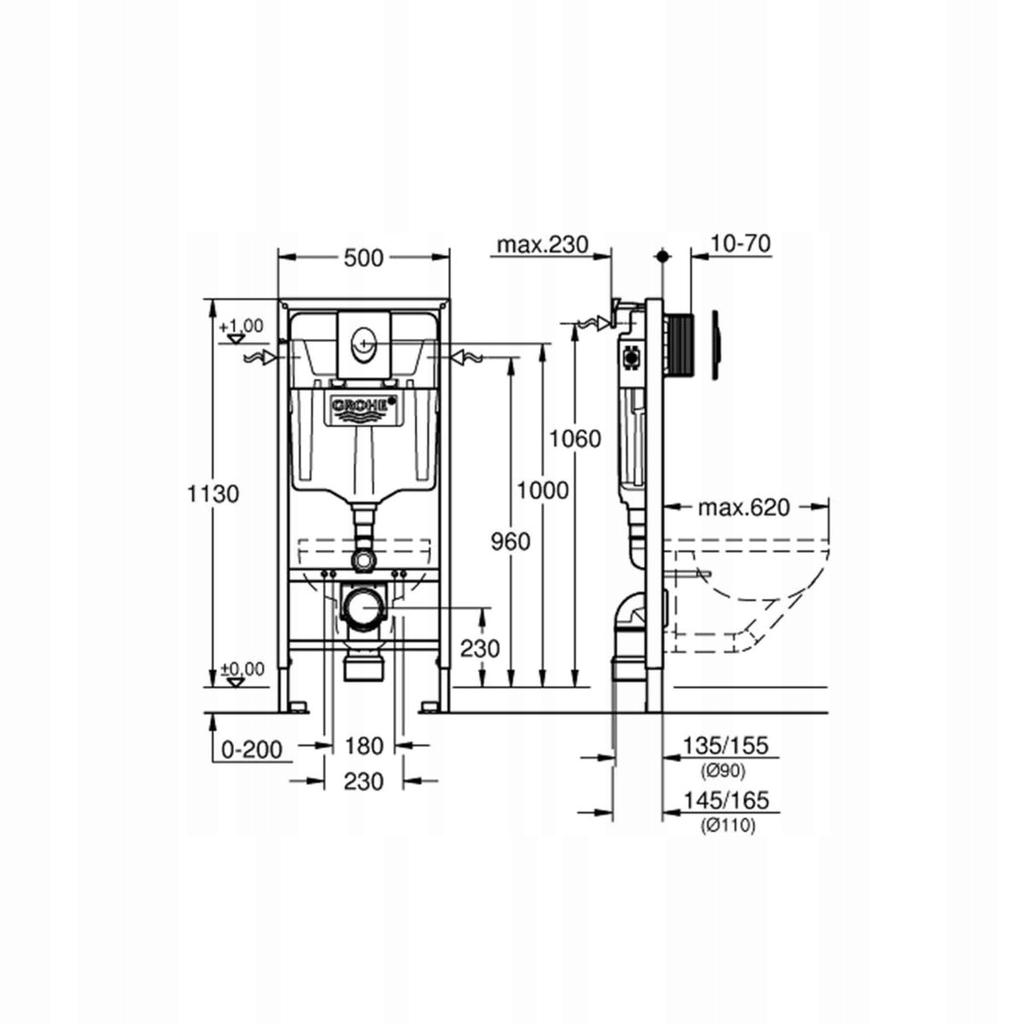 Grohe Solido Even 3in1 concealed toilet frame 38956000