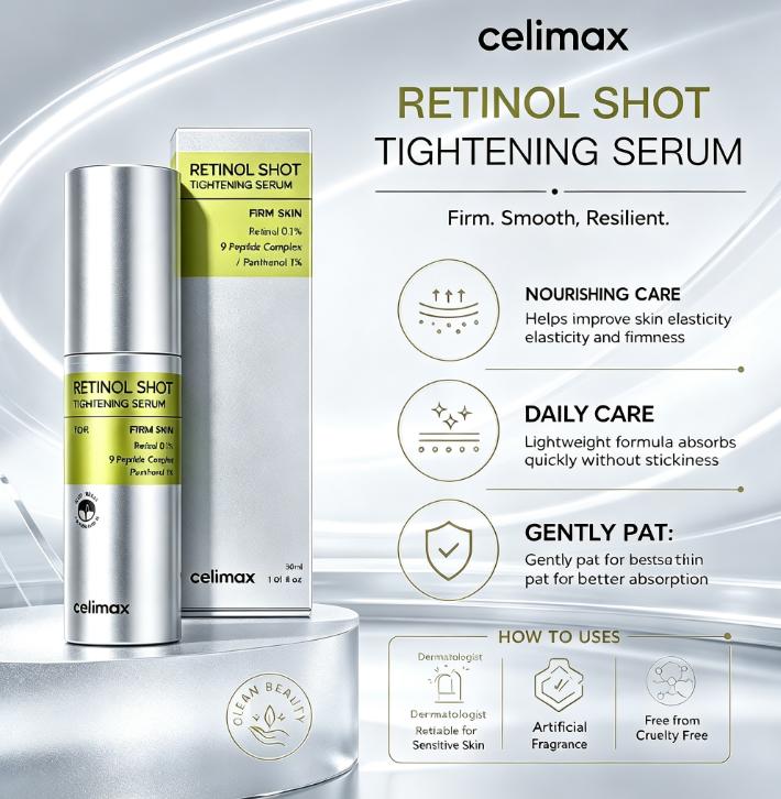 CELIMAX Сыворотка с ретинолом для подтяжки кожи Retinol Shot 30 мл * 4 шт.