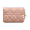 Dior Lady  Checkered Pattern Solid Color Zipper Wallet With Detachable Pendant Women Wallet Rose-Pink S0985ONMJ-M49P