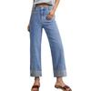 Women's Wide Leg Jeans Casual Highwaist Straight Denim Pants With Pockets
