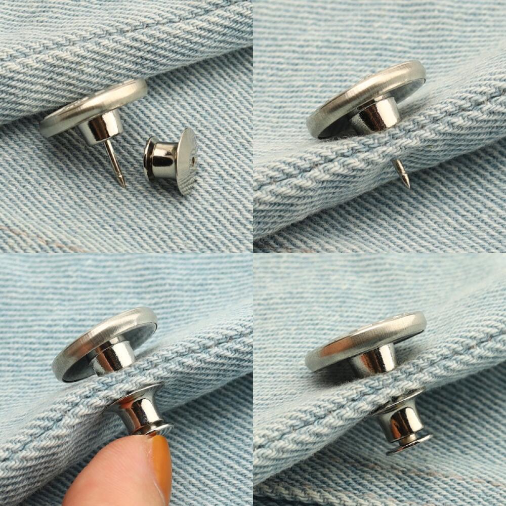 Detachable Metal Universal Waist Adjustment Buttons, No Sew Elastic Snap Buckle Design, For Jeans Waist Modification