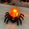 12pcs Halloween Spider LED Electronic Candle Light Black Decoration Lamp Holiday Home Party for Yard Haunted House Decor