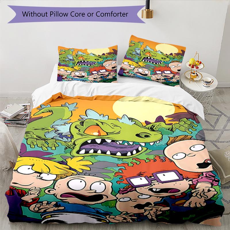 3pcs Rugrats in paris1 Design Cover Set - HD Printed Bedding with 1 Cover and 2 Pillowcases - Perfect for Home and Dorm Decor