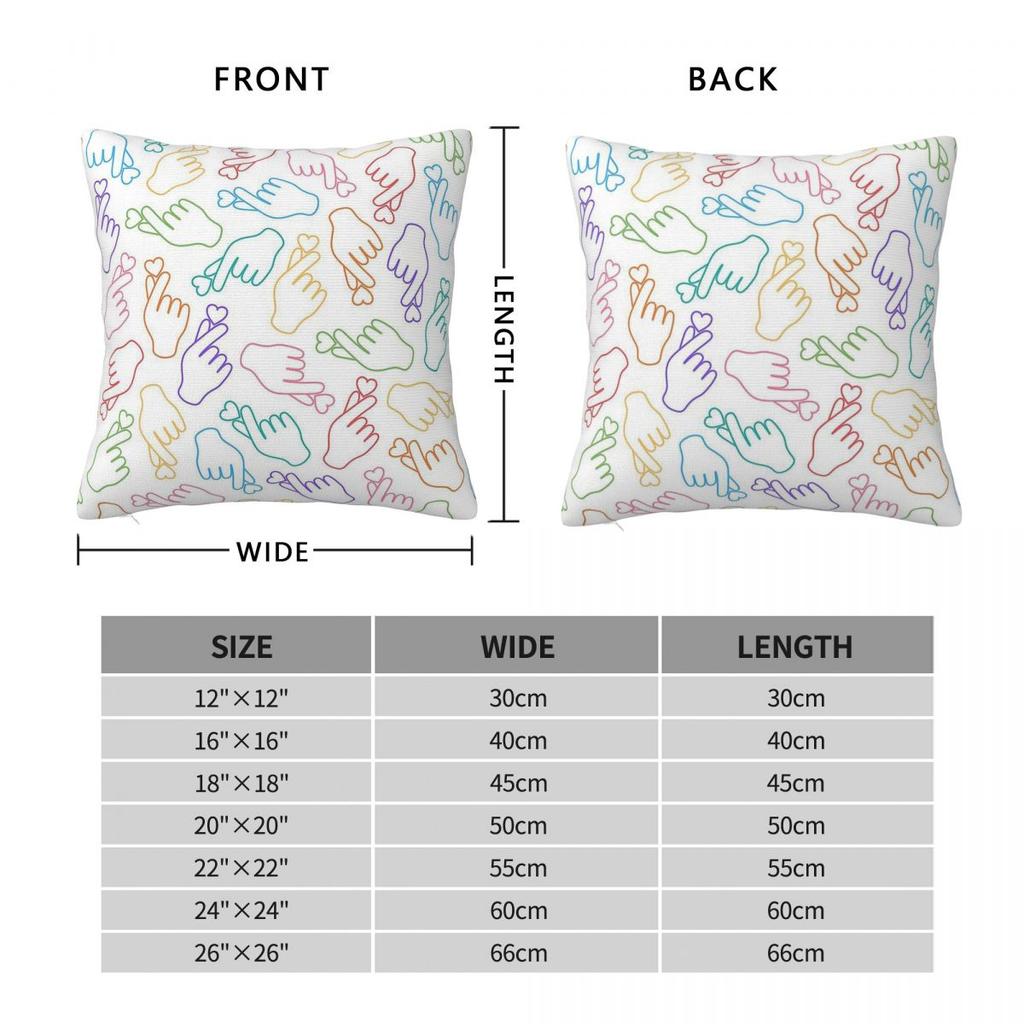 Multicolored Finger Heart Square Pillowcase Polyester Linen Velvet Creative Zip Decorative Throw Pillow Case Sofa Cushion Cover