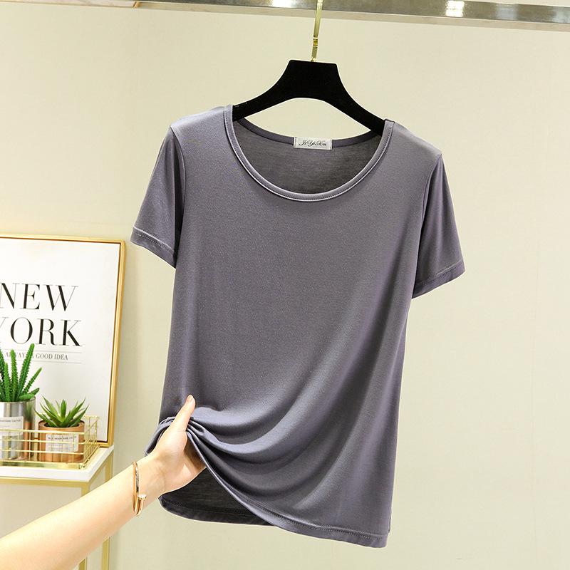 Женский универсальный летний топ с коротким рукавом 2025: Похудение, Свободный крой, Повседневная базовая футболка