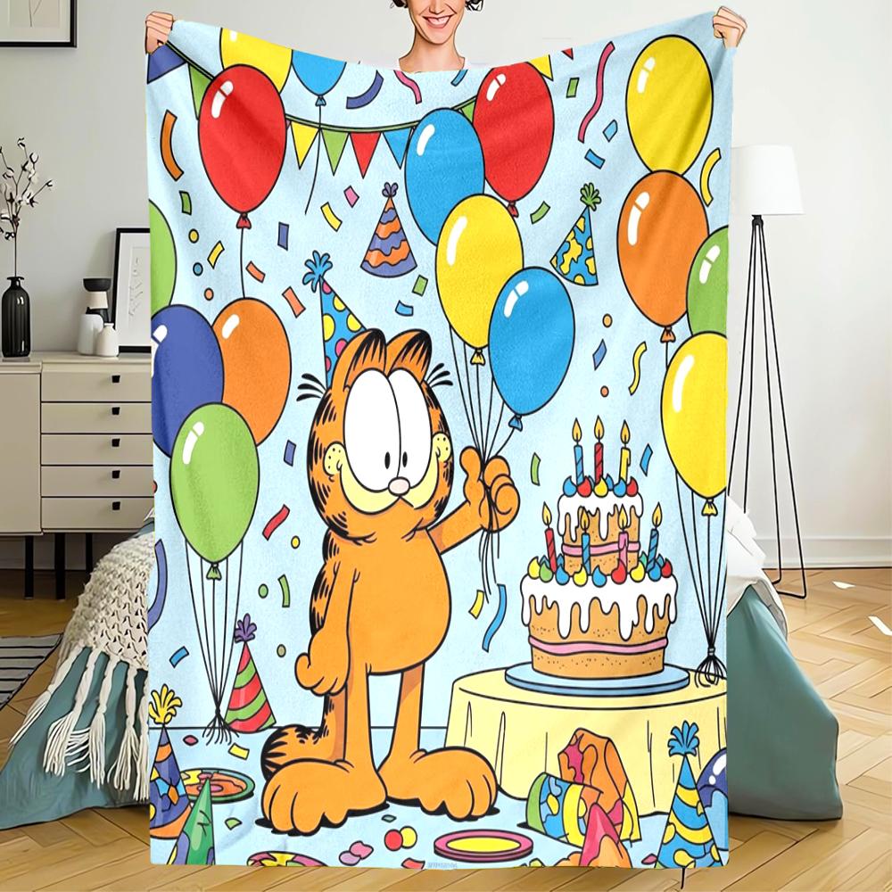 Garfield Theme Printed Blanket - Perfect for Couch, Bed, Travel & Outdoor Use | Machine Washable, Cozy & Durable.