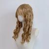 Golden Halloween Lolita Costume Wig with Straight Bangs Long Wavy Cosplay Wig  Holiday Party