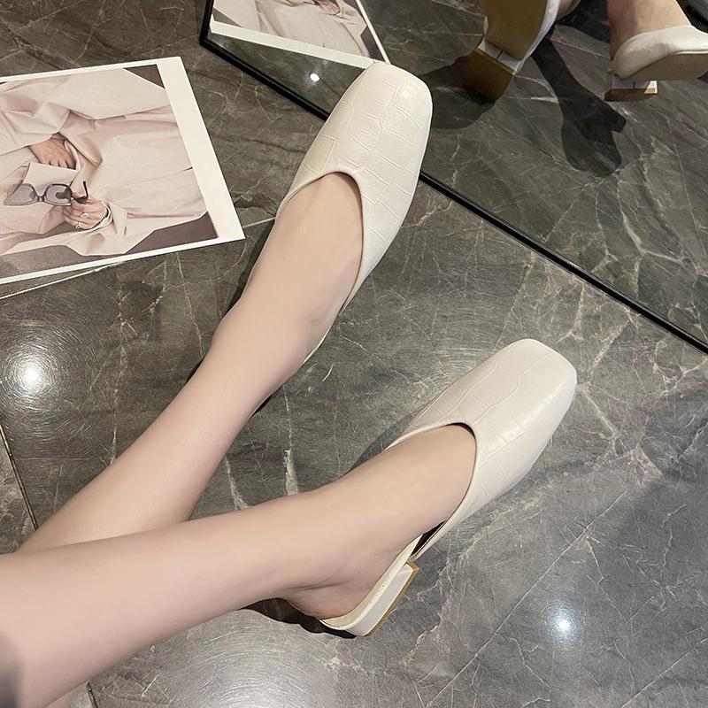 Новое поступление лета, повседневные модные однотонные тапочки Baotou, удобные нескользящие женские туфли на низком каблуке, НЕТ:Е2205