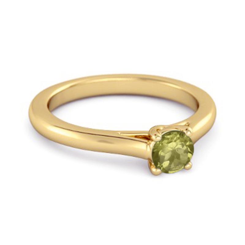 Solitaire Round Cut Peridot 925 Sterling Silver Gold Vermeil Promise Ring