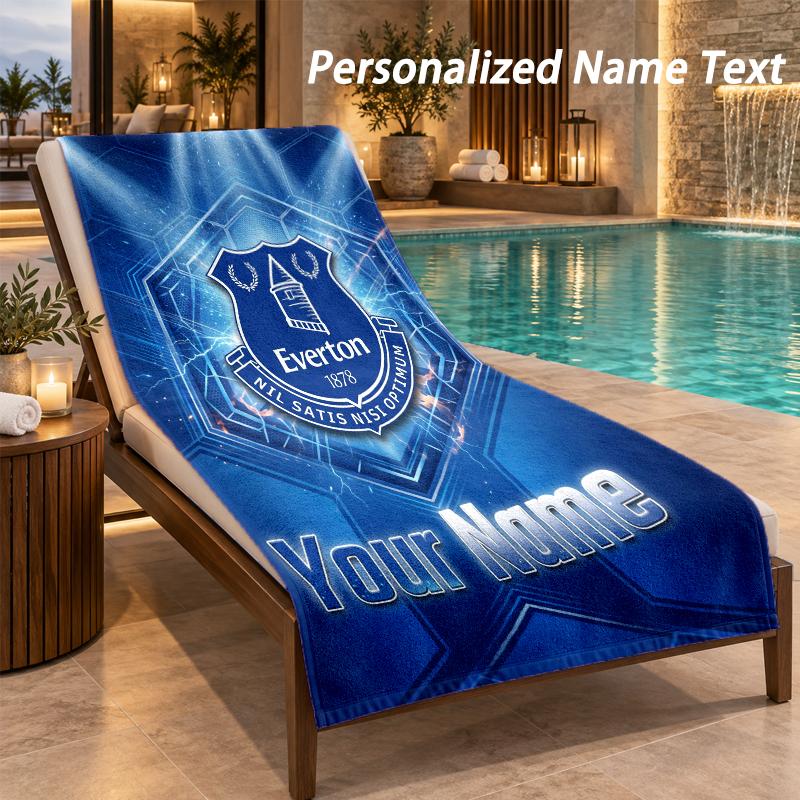 Custom Text Everton FC Print Beach Towel Large Towel For Home Bathroom Beach