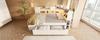 Daybed 140x200 cm White Double Guest Bed, Wood-Based, LED Lighting, USB & Type-C Charging, Shelves & Drawers, incl. Slatted Frame (With Mattress)
