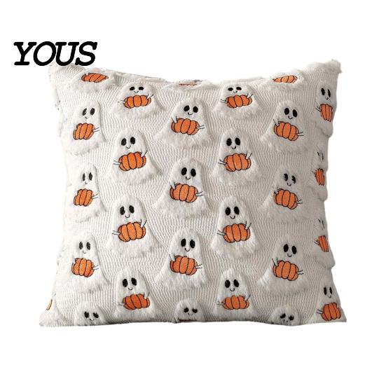 Machine Washable Pillow Protector Plush Pumpkin Cushion Cover, Halloween Throw 18 x Fall Home Decor for Living Room Inches Maple Leaf Case Sofa Couch