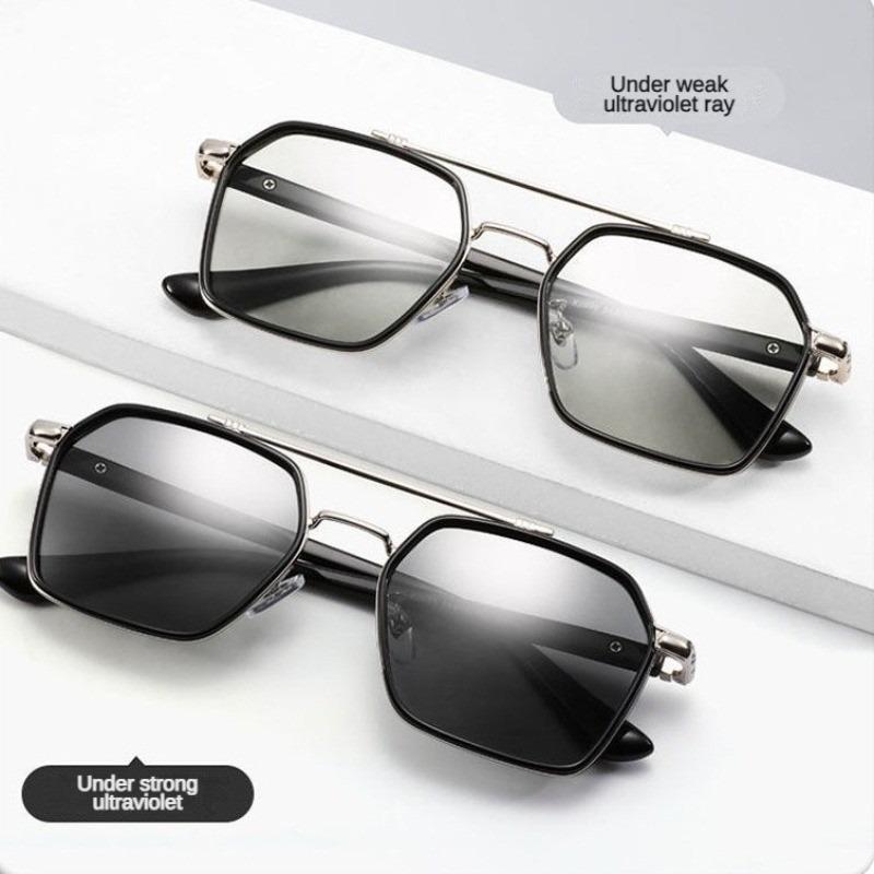 Хромированные поляризационные солнцезащитные очки UV400 Авиатор, линзы с изменяемым цветом, мужские очки для вождения с антибликовым покрытием, солнцезащитные очки для мужчин