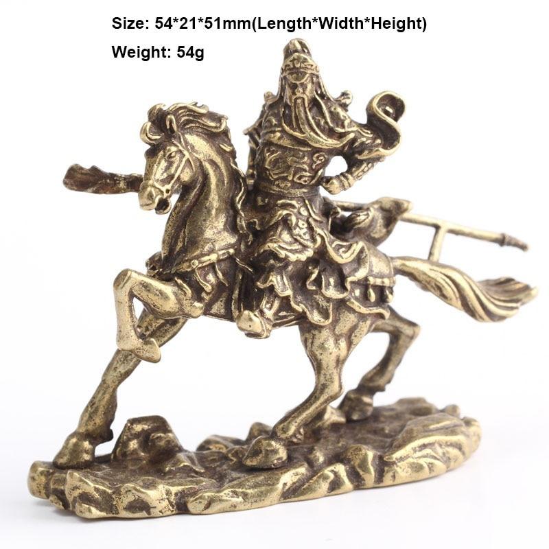 Brass Chinese God of Wealth Riding Horse Guan Gong Statue Home Decoration Accessories Copper Office Desk Decor Buddha Ornaments