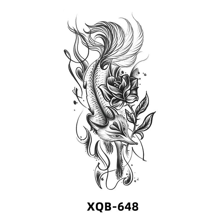 25 Waterproof Black & White Floral Animal Full Arm Tattoo Stickers