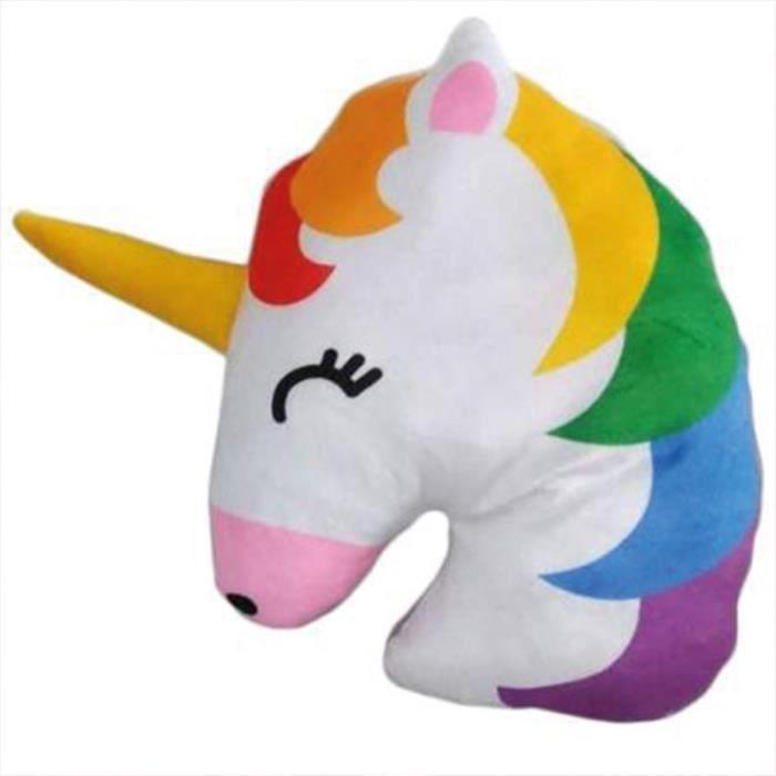 Coussin peluche - PUCKATOR - Licorne Arc-en-Ciel - Rose - 3 ans - Intérieur