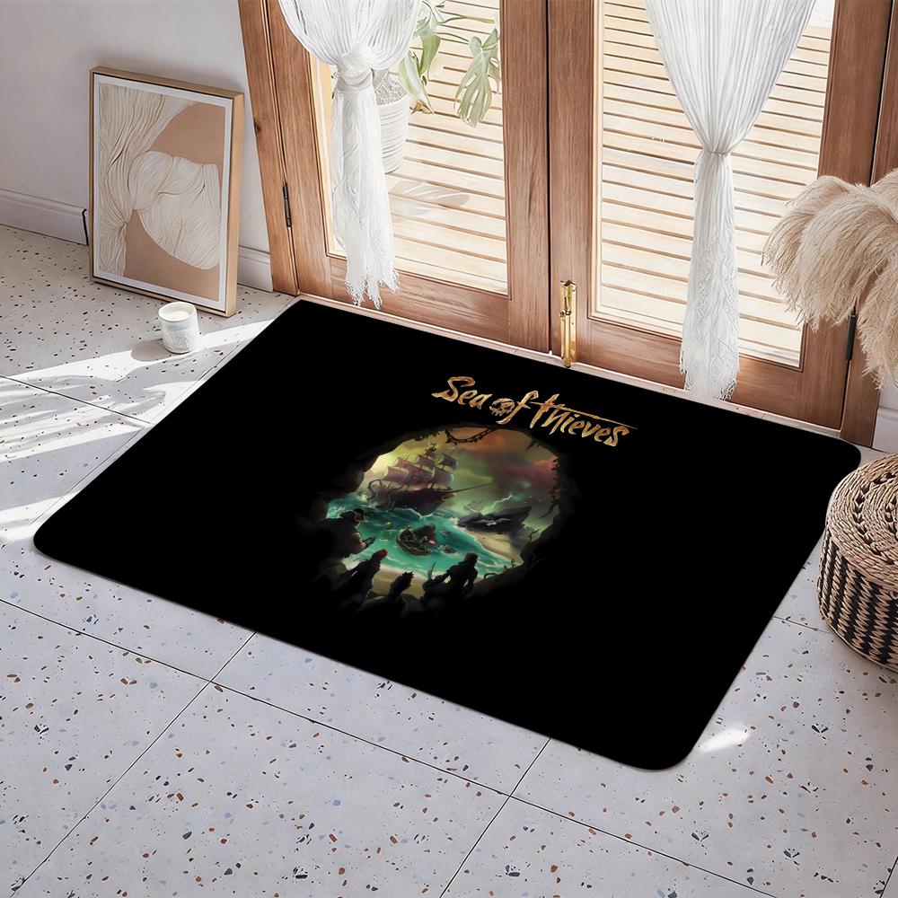 Game G Sea of Thieves Floor Mat Eco Flannel Doormat Non Slip Odorless Indoor Floor Rug Soft Short Plush Home Mat