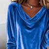 Женские топы свободного кроя с широким вырезом, длинным рукавом, бархатистой текстурой, пуловеры, однотонные блузки для весны и осени