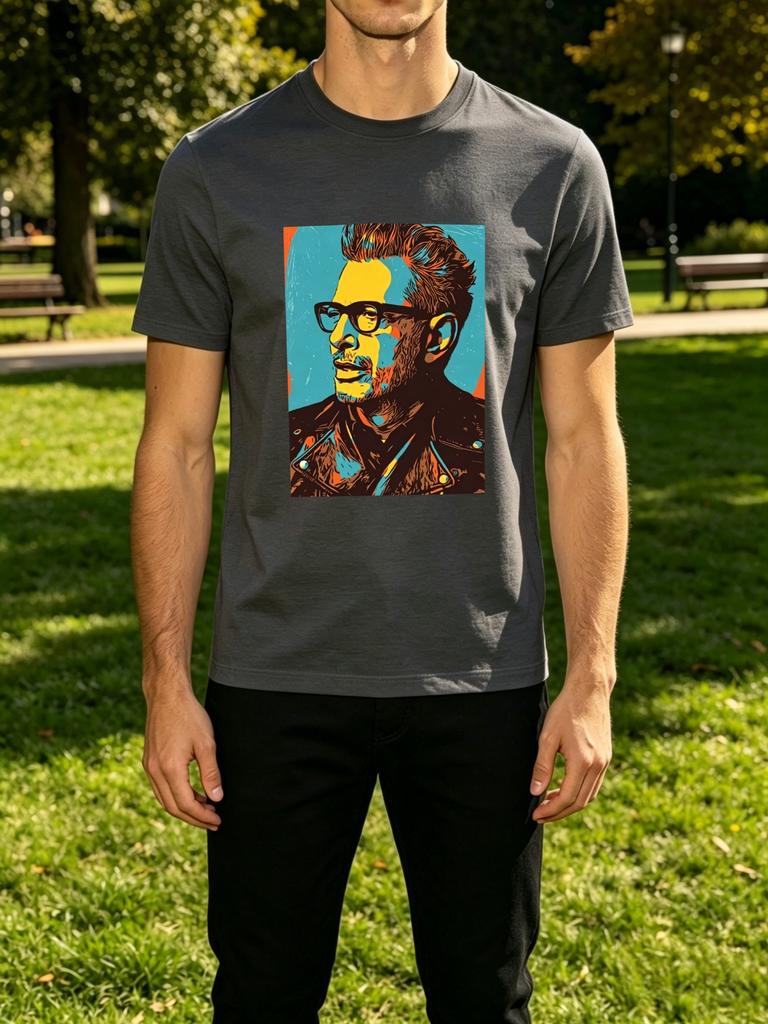 Unisexs Tee Pop Art Glasses Bearded Unisex Portrait Print Cotton Short Sleeve Male Streetwear Summer Daily Casual Outdoor Basic Wear