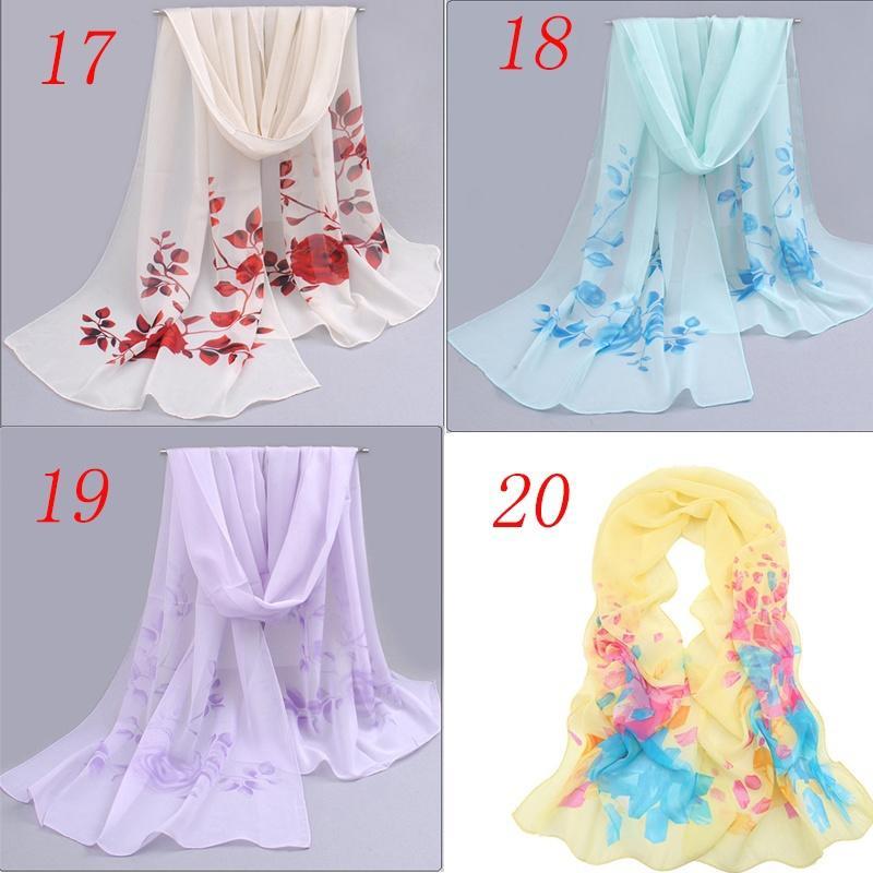10 цветов, модный женский шифоновый шарф, полиэстеровый принт, осенне-летний узор, шелковые шарфы, шаль