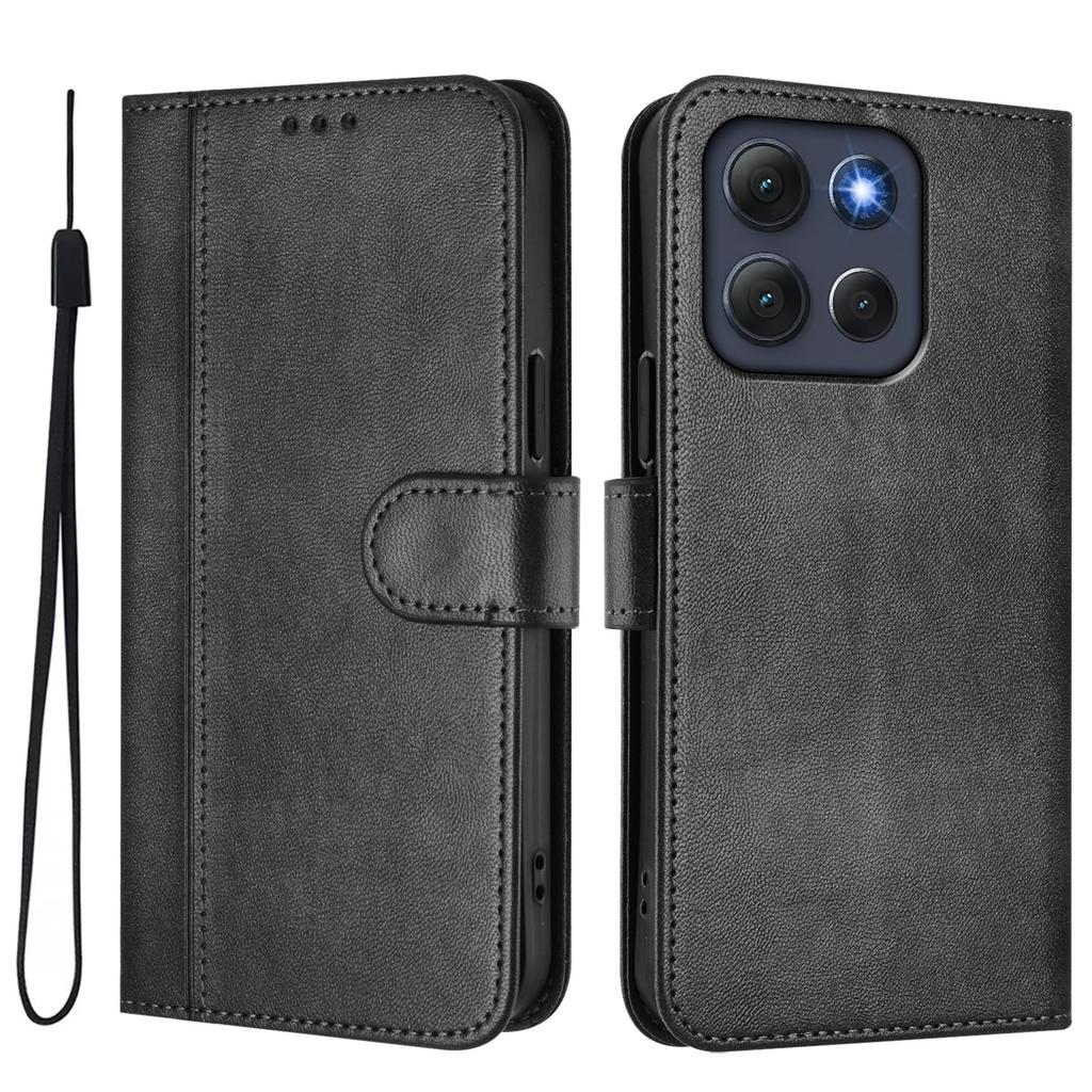 For Motorola Moto G86 5G Cases Wallet Stand Retro Texture Leather Phone Cover with Lanyard