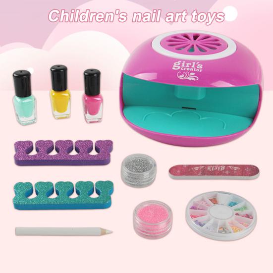 Набор лаков для ногтей для девочек, детская игрушка, 3-в-1, набор ручек для сушки ногтей, блестящий шарм, безопасный натуральный