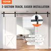 8FT Sliding Barn Door Hardware Kit, 330LBS Heavy Duty Barn Door Track Kit for Double Doors, Fit 3.7-4.3FT Total Wide and 1.3"-1.8" Thick 2 Door Panel,