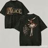 Alice Madness Washed T shirt Anime Lover Harajuku New Model Oversized Vintage Loose Classic Unisex Y2K Aesthetic Streetwear Graphic Summer Tee