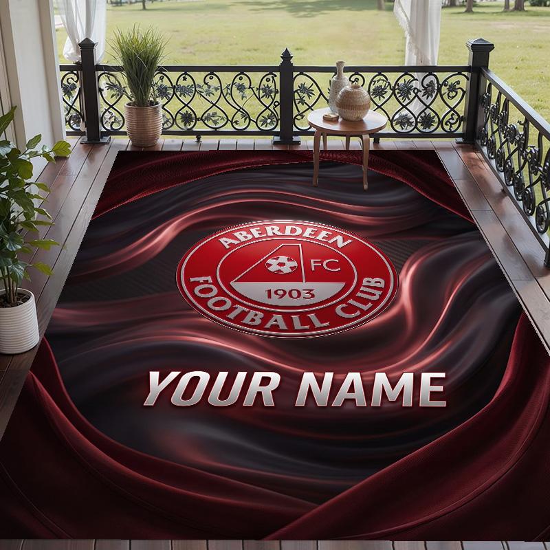 Custom Text Printed Rug Aberdeen FC Non Slip Floor Carpet For Home Room Decor