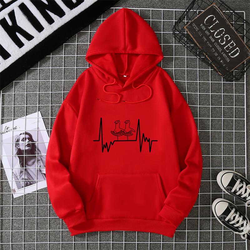 Heartbeat Runner Graphic Hooded Sweatshirts In Hoodies Sweatshirts Essentials Winter Thick Sweater Hoodie Women Clothes