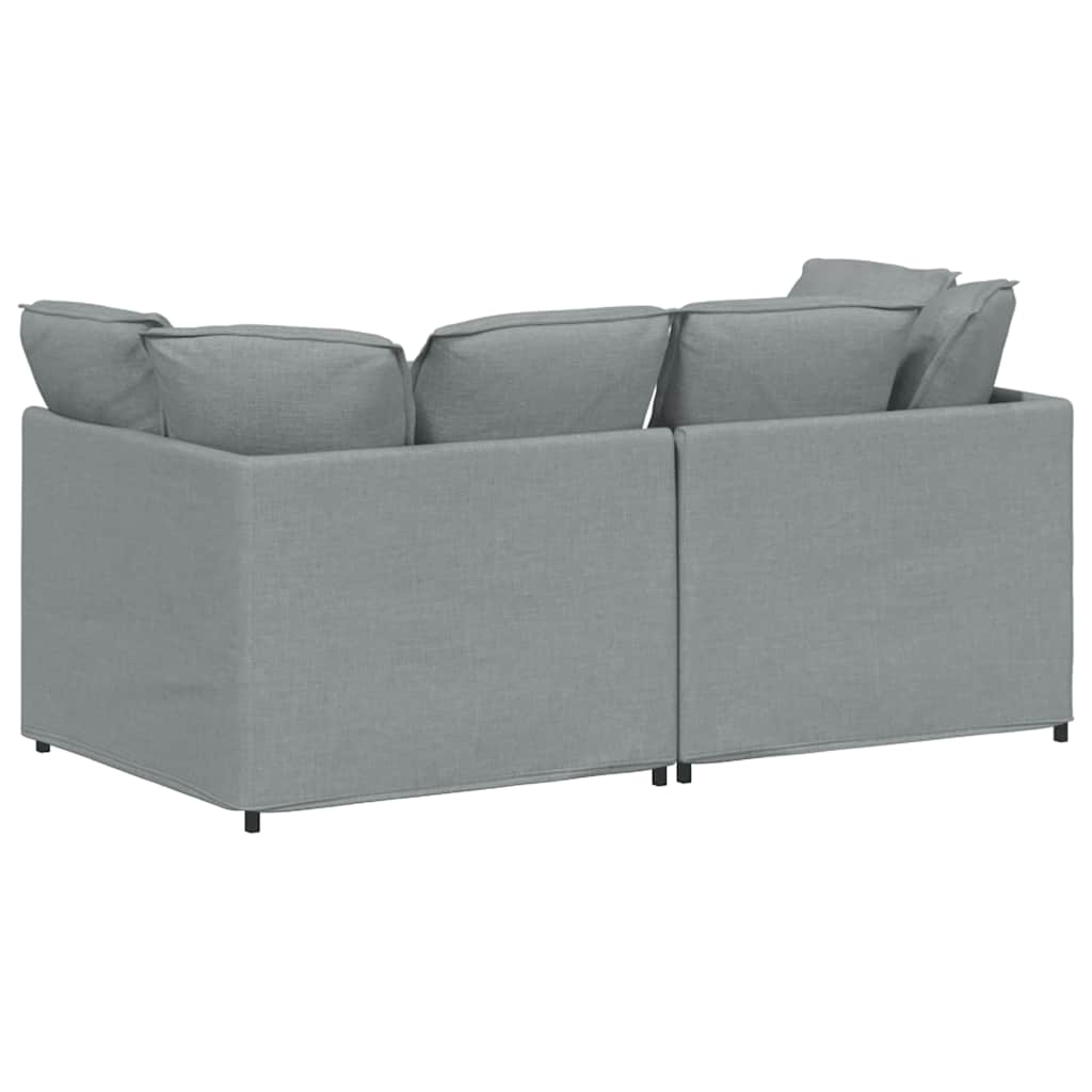 Modular Sofa with Cushions Fabric Light Grey