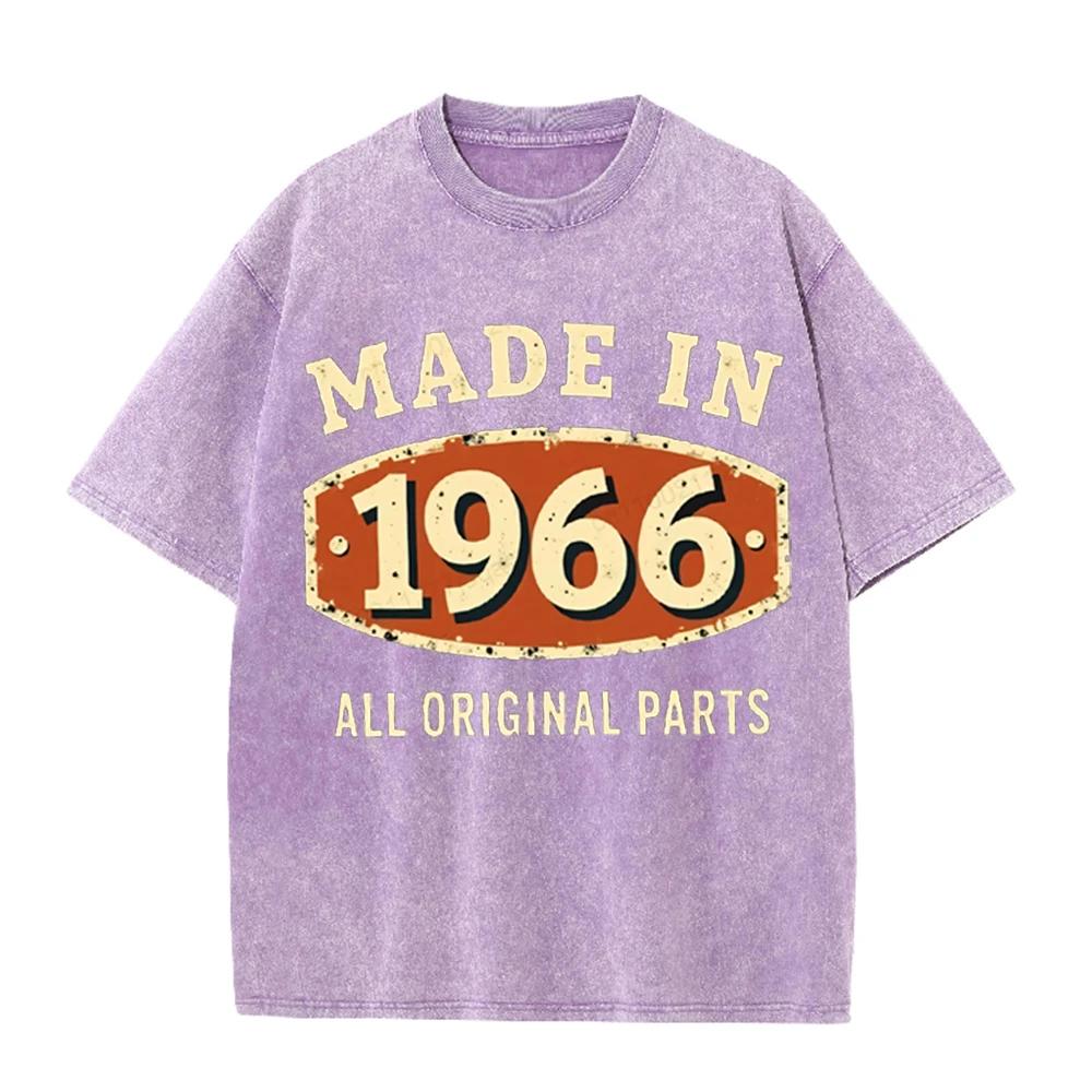 2026 Made In 1966 All Original Parts Print Unisex T Shirt Vintage Washed Short Sleeve Crew Neck Casual Streetwear Tee