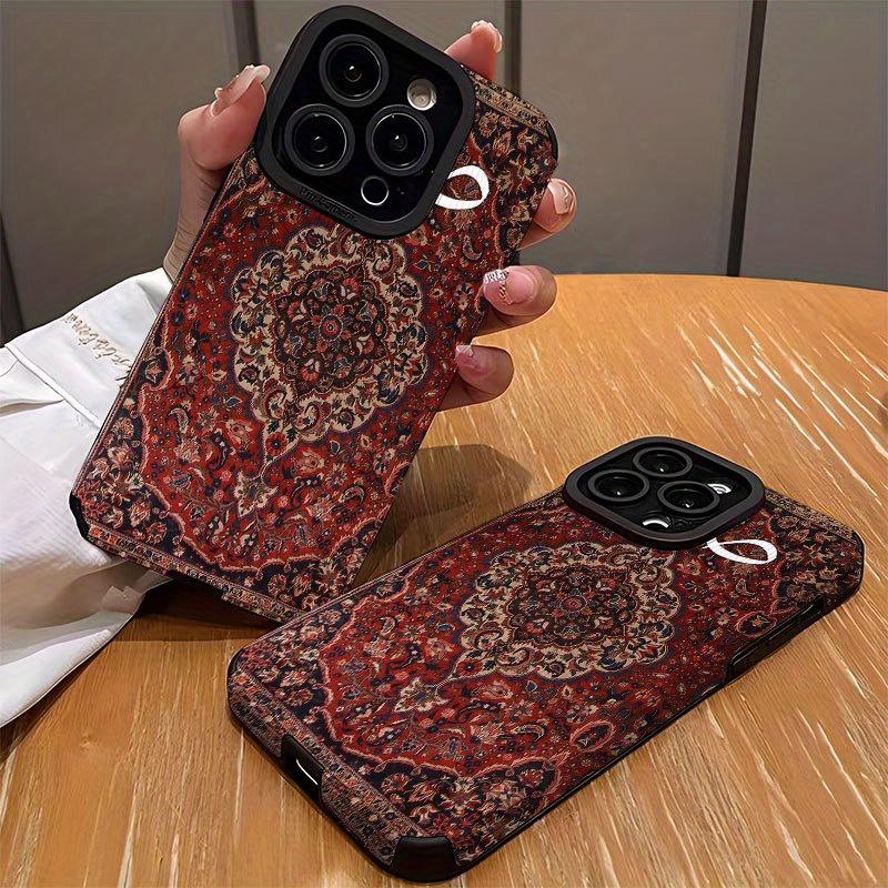 Роскошный ковер в персидском стиле, ретро кожаный чехол для телефона из овчины для iPhone 17 16 16e Air 15 14 13 12 11 Pro XS Plus Max X XR