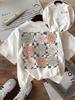 Double-Sided Print Vintage Style Floral Checkerboard Print Short-Sleeve Round-Neck T-Shirt
