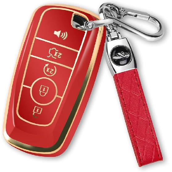 For Ford Key Fob Cover with Keychain, Soft TPU Key Case Shell Full Protection for Ford Explorer Fusion Escape Edge Expedition F150 F250 F350 F450