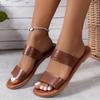 Трансграничные европейские и американские сандалии большого размера, однотонные, весна-лето, с круглым носком, с толстой подошвой, модная повседневная верхняя одежда с одним словом, женские