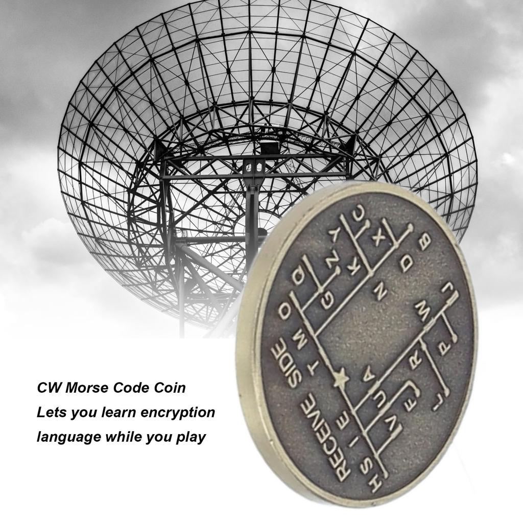 Тренировочная монета азбуки Морзе CW Оцинкованная медная монета языка шифрования для начинающих радиолюбителей 30x30x3 мм